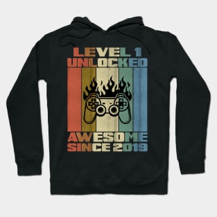 Level 1 Unlocked Birthday 1 Year1 Old Awesome Since 2019 Hoodie